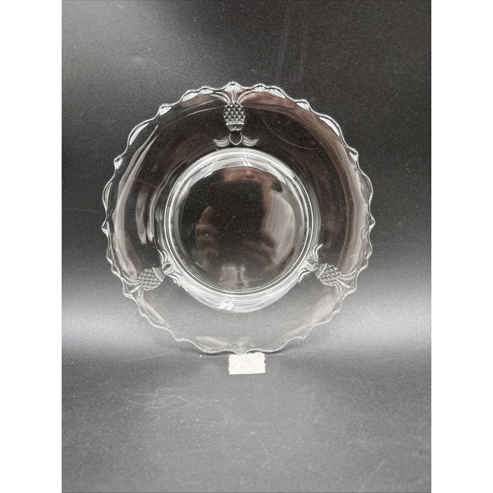 Heisey Plantation Luncheon Plate Scalloped Edging with Pineapple Clear 8.5" EUC
